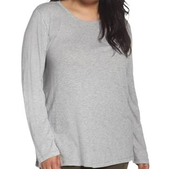 Caslon Lightweight Scoop Neck Cotton Tee Top XL/Extra Large Grey Heather NWT - Picture 1 of 4